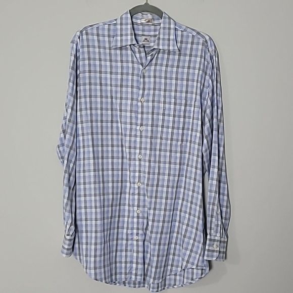 Peter Millar checked button down shirt Blue Sz M - Picture 1 of 5